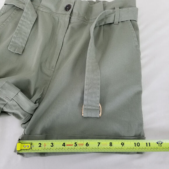 Blu Pepper Shorts Womens Large Green High Rise Mom Belted Cuffed Hem - Picture 5 of 14